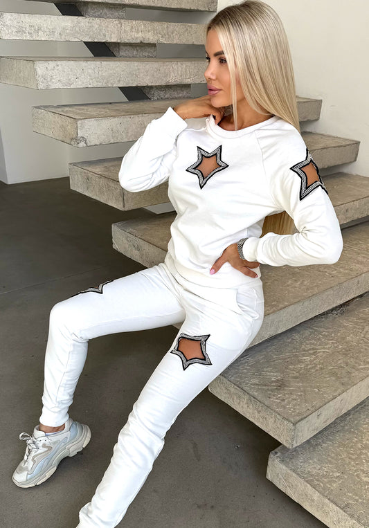 Women’s Beaded Tracksuit – Stars White