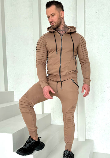 Men’s Knit Tracksuit Relief – Beige
