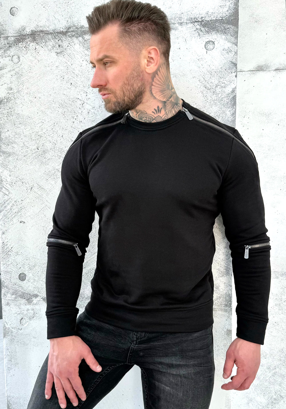Men’s Sweatshirt Four Zippers — Black