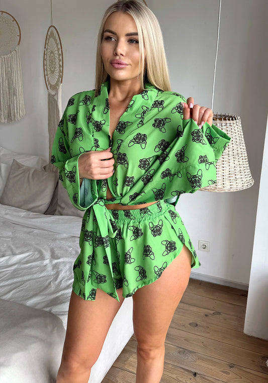 Women’s Summer Set Silva Oversize Shirt & Shorts Green