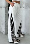 Women’s Leonia Wide-Leg Trousers Leopard Panel — White