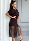 Women’s Fringe Knit Dress Indira Brown