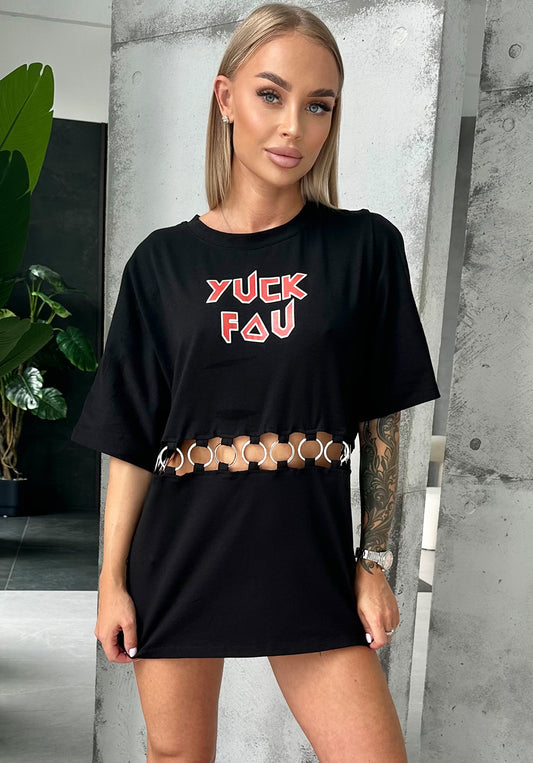 Women’s Metal-Ring T-Shirt Yuck Fou Black