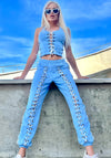 Women’s Blue Lace-Up Corset Tracksuit — Lacy Short