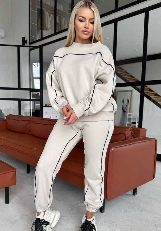 Women’s Warm Knit Tracksuit – Alexia Beige