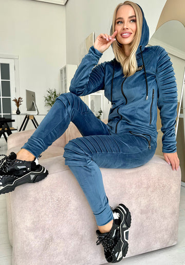 Women’s Velour Tracksuit – Relief Blue