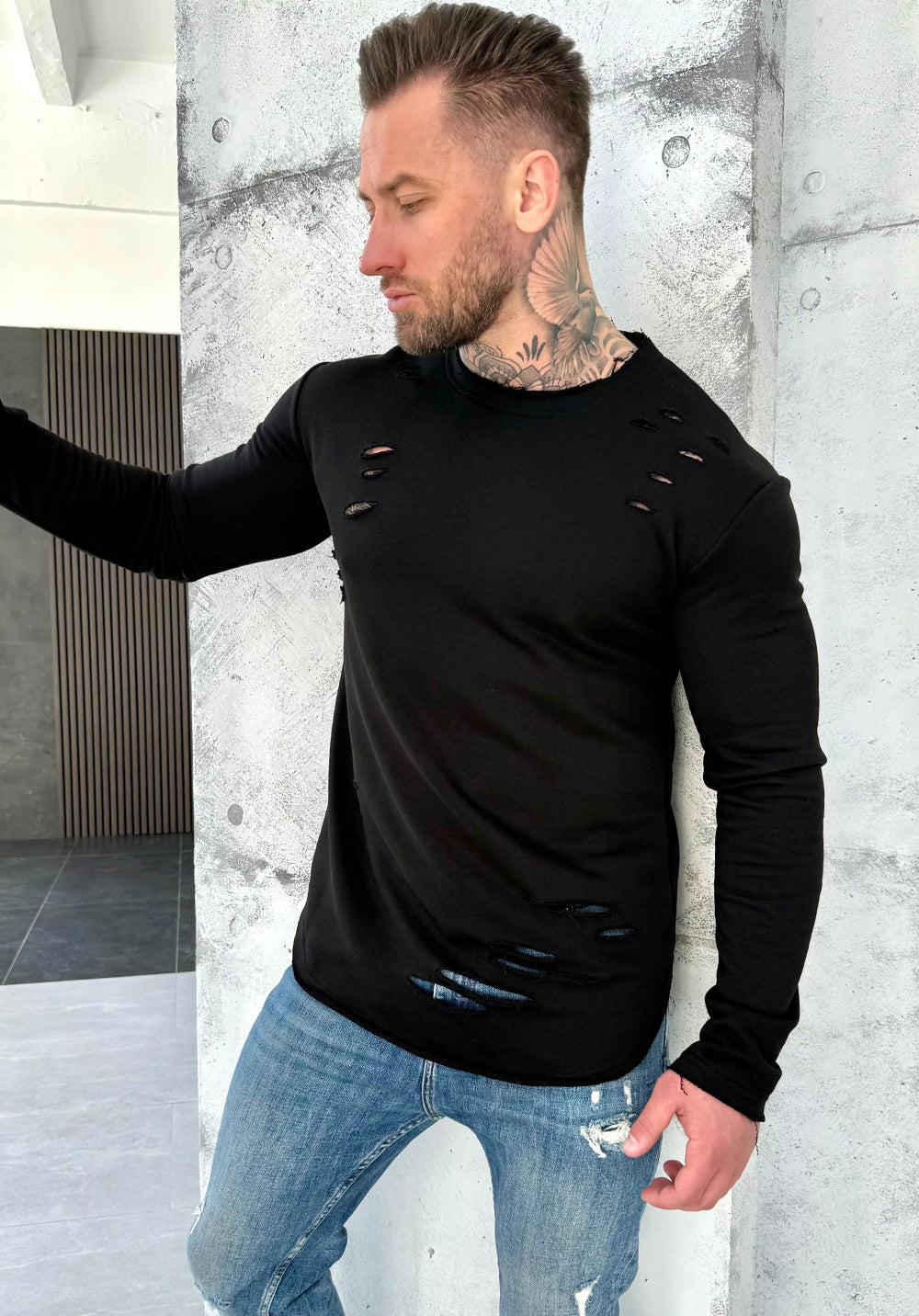 Men’s Sweatshirt Holey — Black