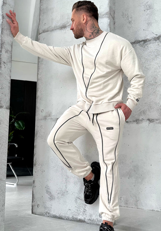Men’s Tracksuit Delta – Cream Zip Detail