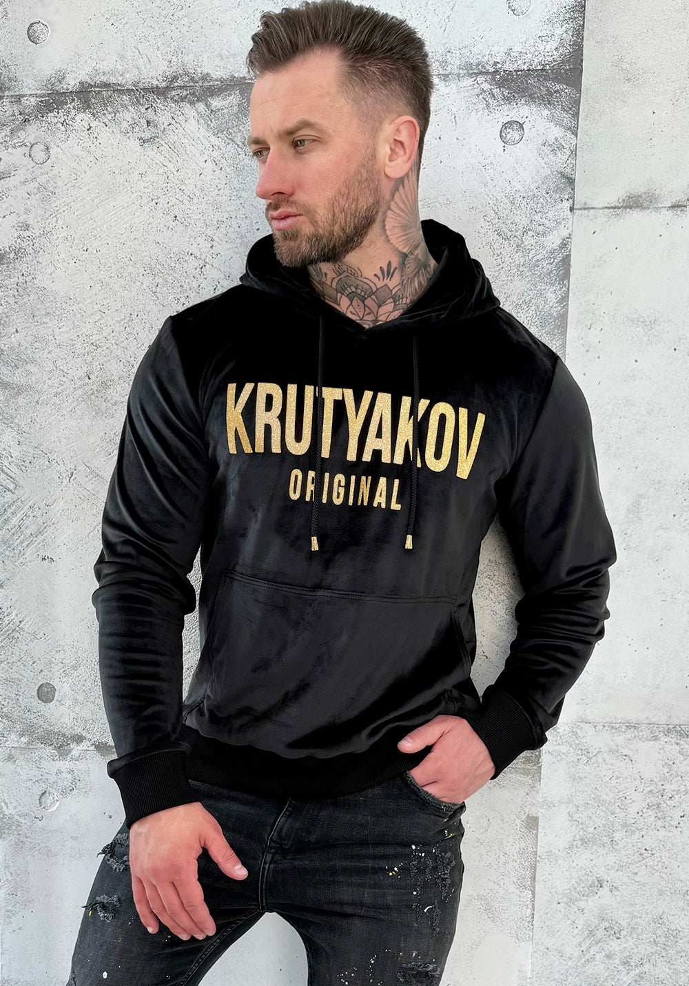 Men’s Hoodie Vela — Black Velour