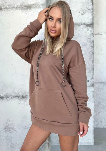 Women’s Hoodie Ringo — Brown Chain Drawstrings