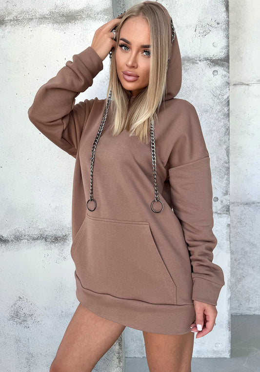 Women’s Hoodie Ringo — Brown Chain Drawstrings