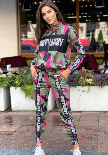 Women’s Printed Tracksuit – Camouflage Diamond