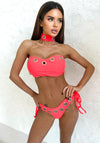Women’s Swimsuit Rings 3-Piece Set with Choker Coral