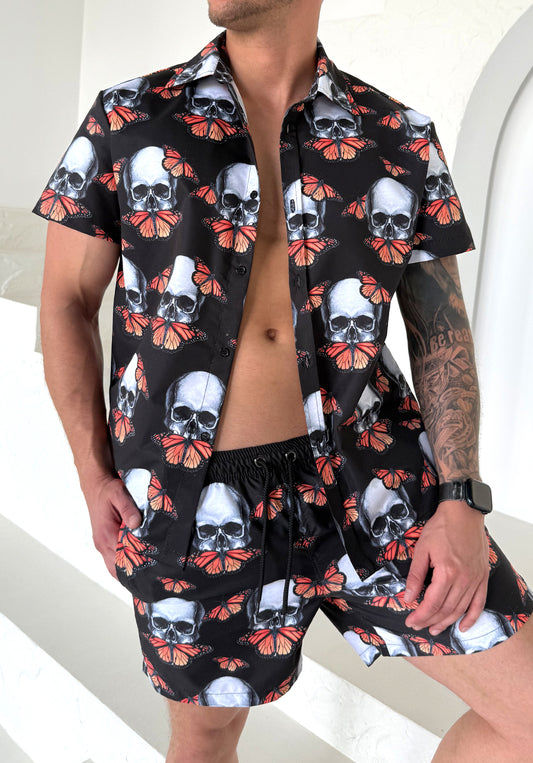 Men’s Beach Set Skull Butterflies – Black