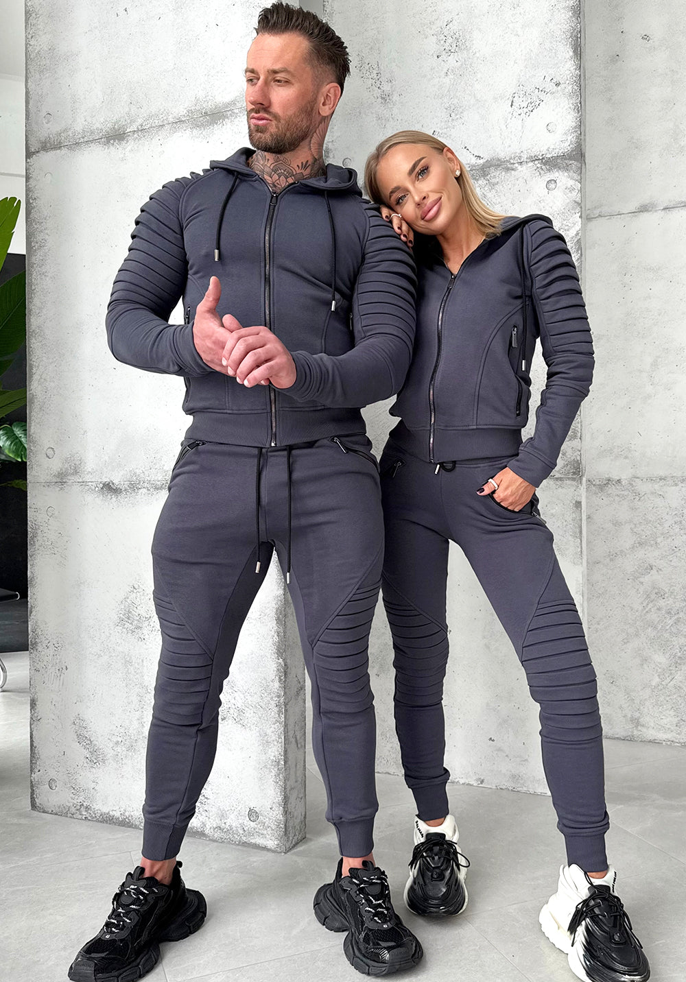 COUPLE KNIT TRACKSUITS RELIEF – GRAPHITE