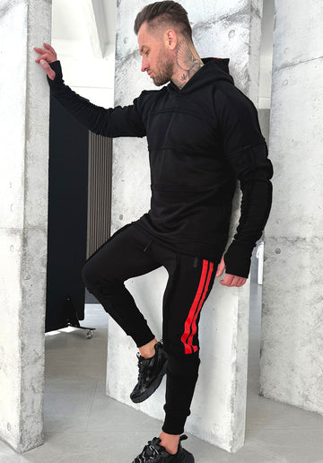 Men’s Tracksuit Hardy – Black / Red Stripe