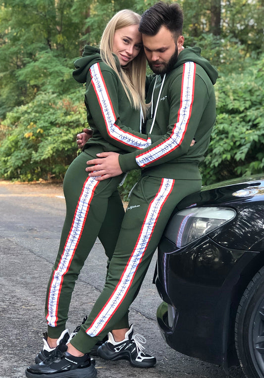 COUPLE KNIT TRACKSUITS STRIPES – KHAKI