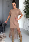 Women’s Fringe Knit Dress Indira Beige