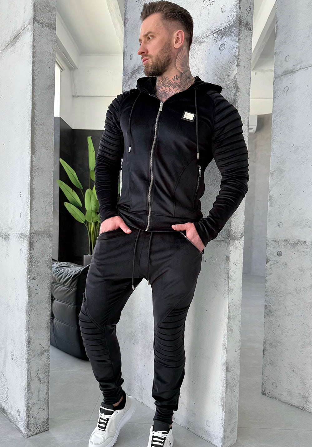 Men’s Tracksuit Relief Velour – Black