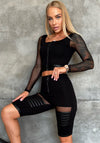 Women’s Set Infinity Mesh & Leather-Panel Black