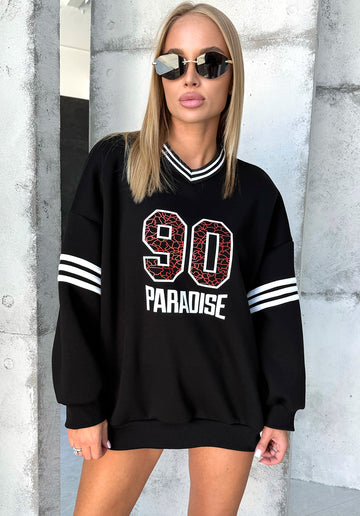 WOMEN’S OVERSIZE SWEATSHIRT PARADISE — BLACK