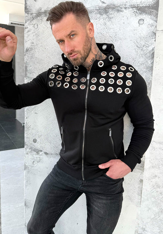 Men’s Hoodie Rings — Black Zip-Up