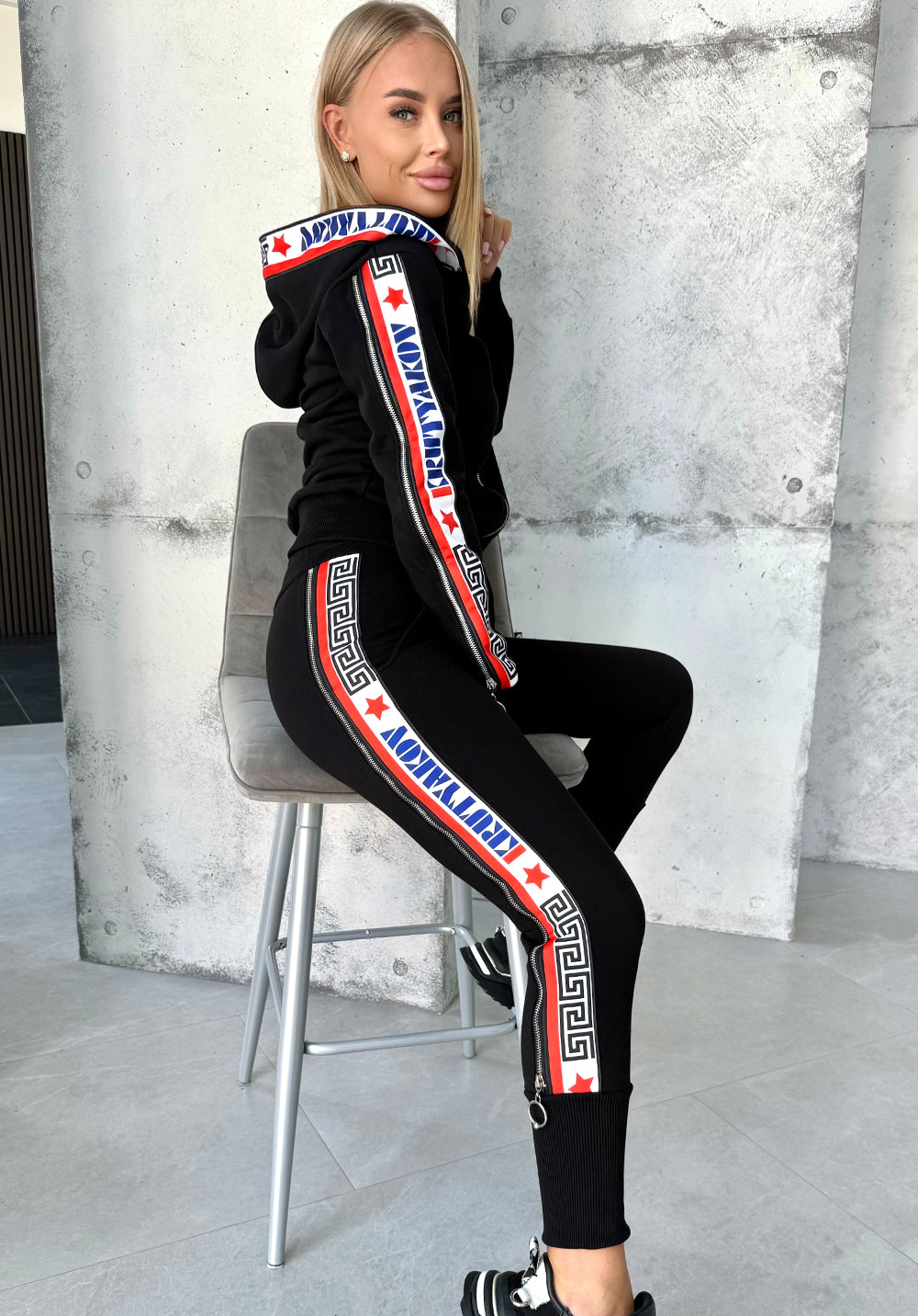 Women’s Cotton Zip-Detail Tracksuit – Istra Black