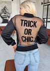 Women’s Bomber Trick or Chic Black Mesh Back