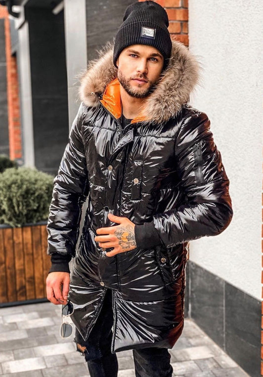 Men’s Winter Jacket Gloss — Black Glossy (PVC)