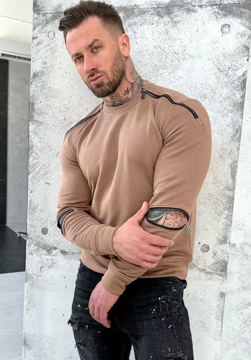 Men’s Sweatshirt Four Zippers — Beige