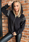Women’s Hoodie Crystal Zipper — Black Valery