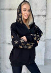 Women’s Hoodie — Black Leather Camouflage Stars