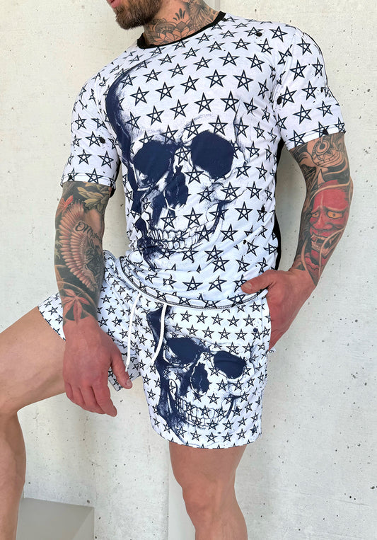 Men’s Beach Set Skull Stars – White Navy