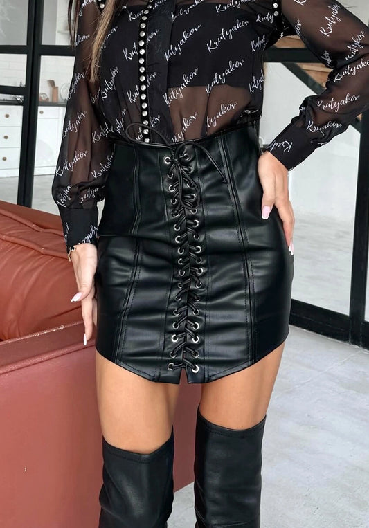 Women’s Skirt Zoe High-Waist Lace-Up Black