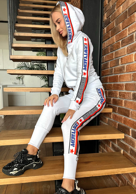 Women’s Cotton Zip-Detail Tracksuit – Istra White