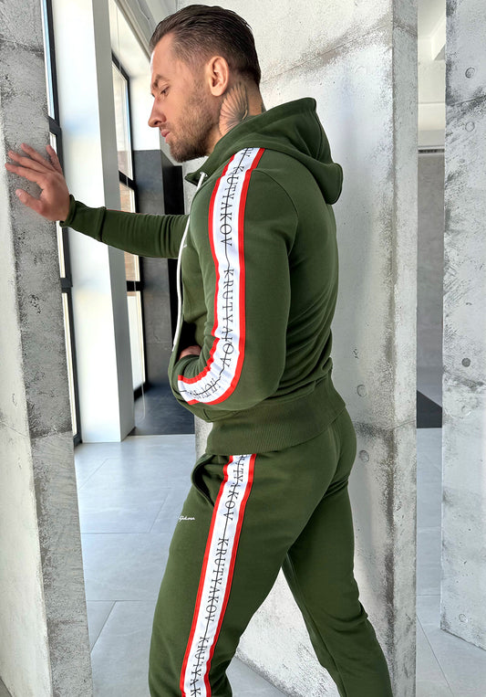 Men’s Knit Tracksuit Stripes – Khaki