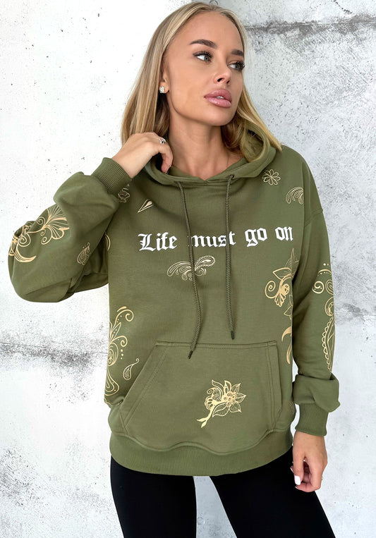 Women’s Hoodie Patterns LMGO — Khaki Print