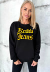 Women’s Sweatshirt 3D Embroidered Rhinestone — KRTKV Jeans Black