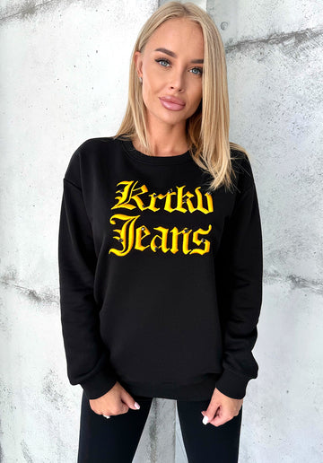 Women’s Sweatshirt 3D Embroidered Rhinestone — KRTKV Jeans Black