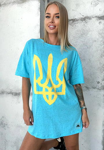 Women’s Oversize T-Shirt Ukrainian Emblem Blue