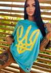 Women’s Oversize T-Shirt Ukrainian Emblem Blue