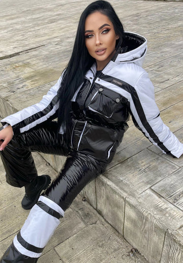 Women’s Ski Suit – One Piece Snow Suit FREYA BLACK GLOSS