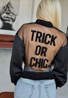 Women’s Bomber Trick or Chic Black Mesh Back