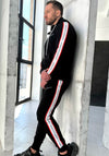 Men’s Knit Tracksuit Stripes – Black
