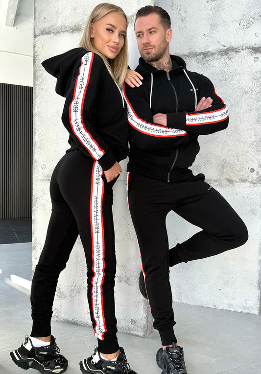 COUPLE KNIT TRACKSUITS STRIPES – BLACK