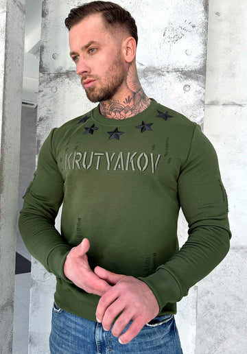 Men’s Sweatshirt Five Metal Stars — Khaki