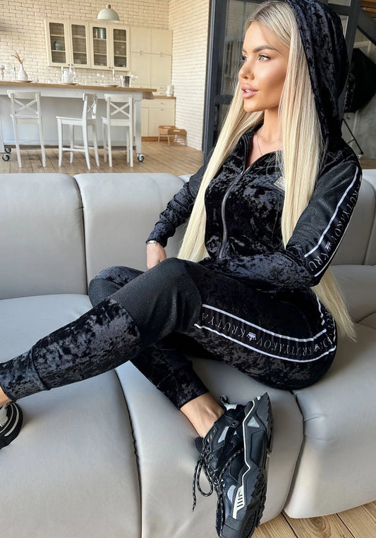 Women’s Velour Tracksuit – Velurex Black