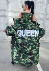 Women’s Oversized Winter Puffer Coat – Camo Queen