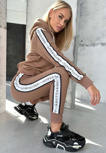Women’s Knit Tracksuit — Stripes Beige