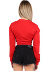 Women’s Cropped Lace-Up Sweatshirt — Angel Energy Red